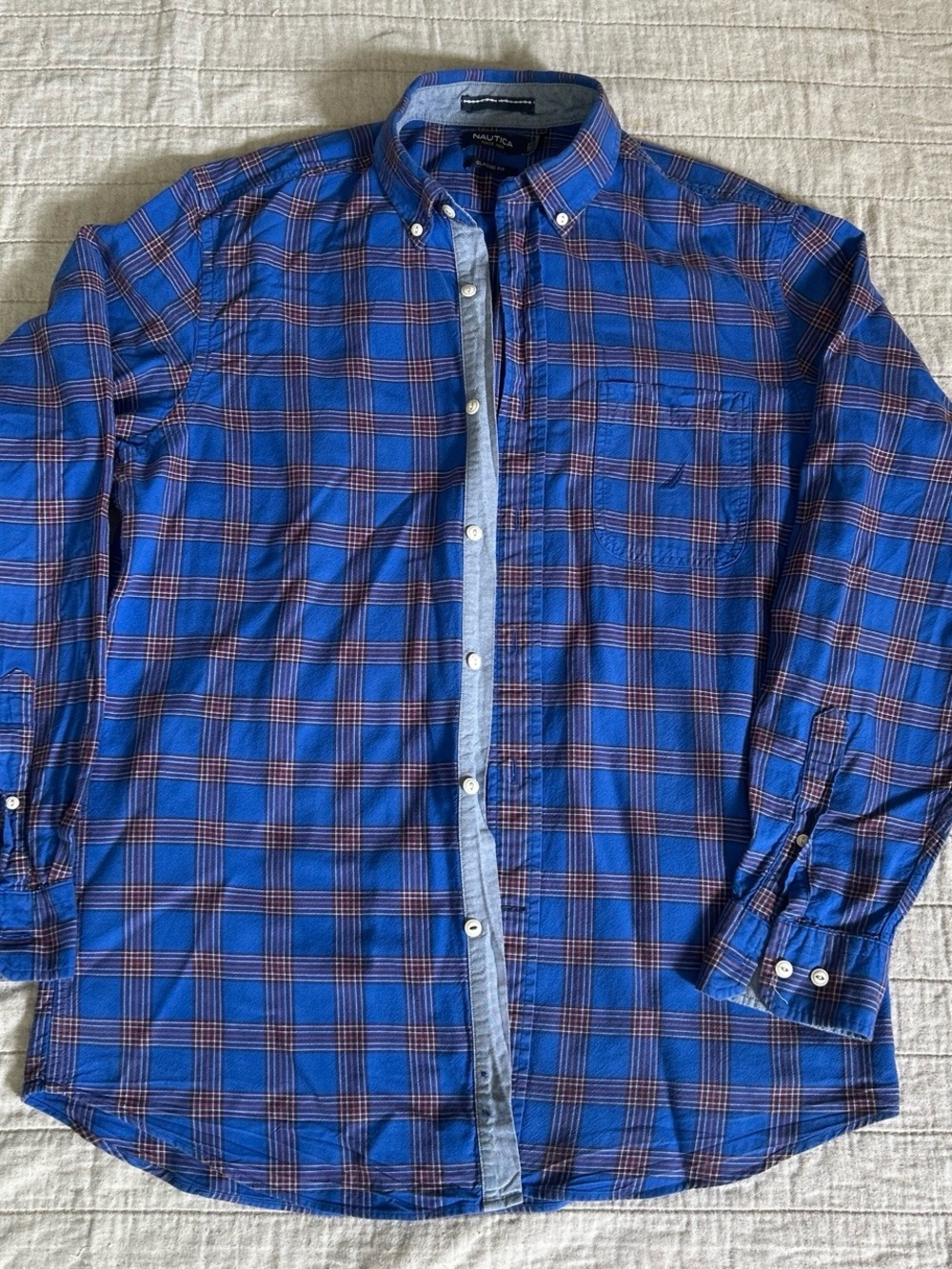 Nautica Men’s Royal Blue & Navy Plaid Button-Down Shirt